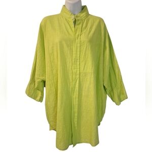Dilemma Dhruv Shroff lime green oversize tunic top organic cotton OS